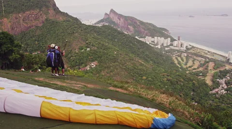 Paraglider in flight Stock Footage 64865585