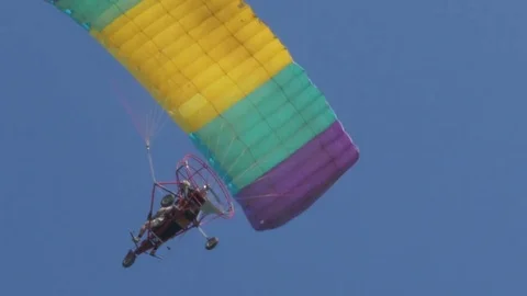 Paraglider fly in the sky close up Stock Footage 77057881