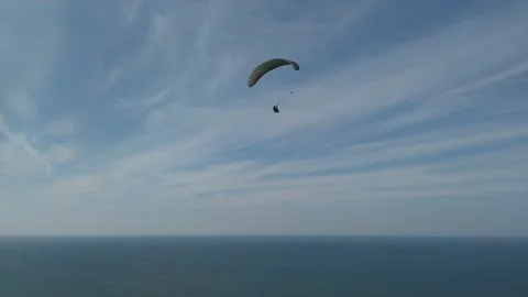 Paraglider Gently Hovers In Blue Sky Summer Brazil 4k Stock Footage 195046219