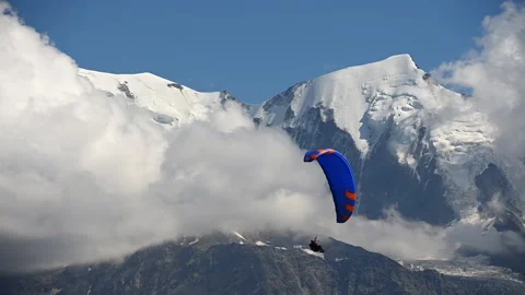 Paraglider on His Wind and Mountains Landscape Stock Footage 141010428
