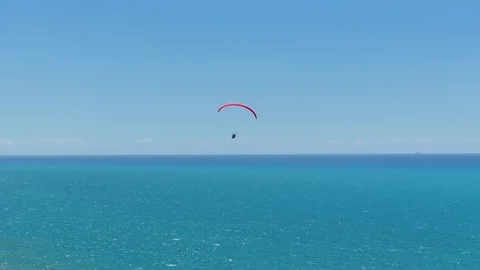 Paraglider. Idyllic Beach. Nature Landscape. Tourism Background. 스톡 동영상 327770401