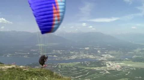 Paraglider launching 01 Stock Footage 11658066