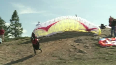 Paraglider launching 04 Stock Footage 11659616