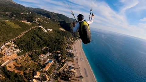 Paraglider, Lefkada, Greece Video stock 119385331