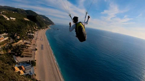 Paraglider, Lefkada, Greece Stock Footage 119386342