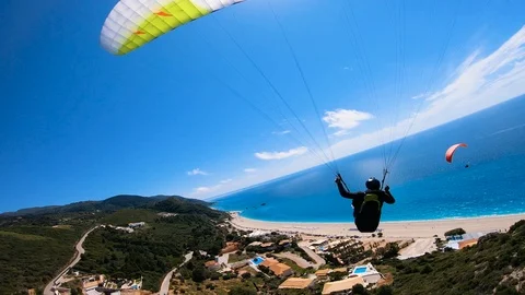 Paraglider, Lefkada, Greece Video stock 119386903