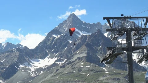 Paraglider in Mountains Stock Footage 93343915