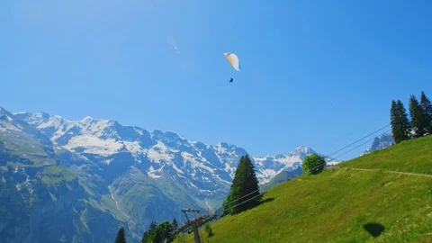 Paraglider in Mountains Stock Footage 98425388