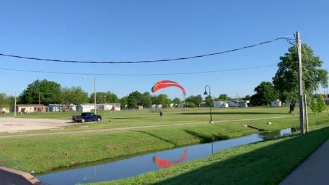 Paraglider Needs to Practice His Takeoff, Owasso, Oklahoma, USA - 30 Apr 2020 Stock Footage 205174157