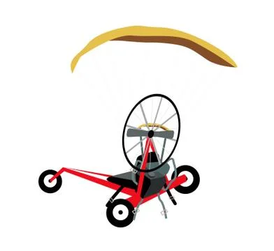 Paraglider or Paramotor on A White Background Stock Illustration