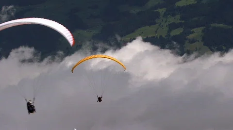 Paraglider in a row Stock Footage 624215