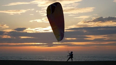 Paraglider Runs Towards Camera Stock Footage 104815785