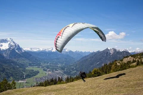 Paraglider Setting Off Stock Photos