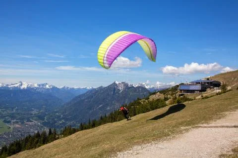 Paraglider Setting Off Stock Photos