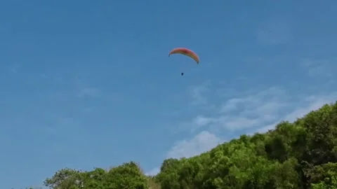 Paraglider In The Sky On Beach Mountains Stock Footage 300442204
