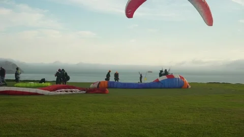 Paraglider take off in Lima, Peru Stock Footage 329596701