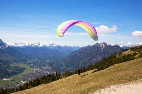 Paraglider Take Off Stock Photos