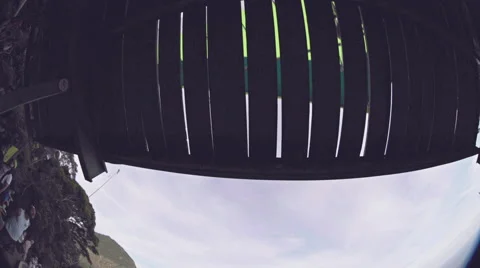 Paraglider takes off in front of spectators Stock Footage 64865329
