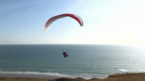 Paraglider taking off Stock Footage 114750389