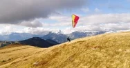 Paraglider Taking Off From The Mountain Slope Stock Footage