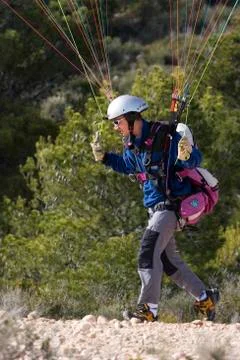 Paraglider taking off 스톡 사진