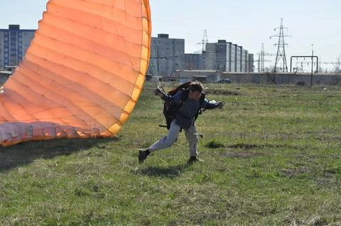 Paraglider training Fotos de archivo