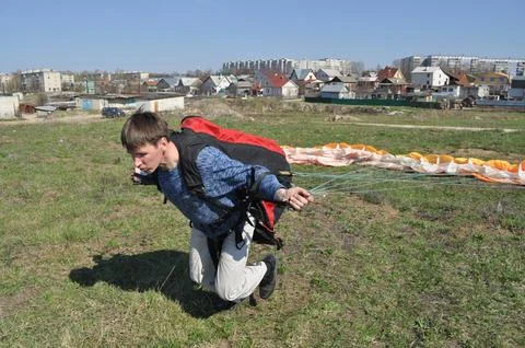 Paraglider training 写真素材