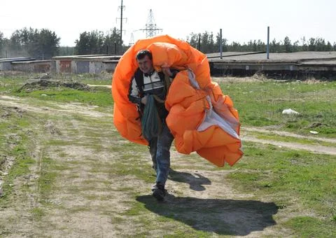 Paraglider training 写真素材