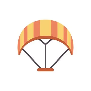Paraglider with yellow and orange stripes flying in the air Stock Illustration