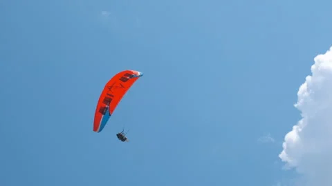 Paragliders approaching ground. Video stock 241273887