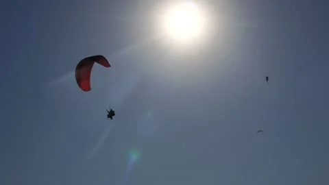 Paragliders are in the air Stock Footage 286252910