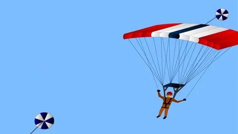 Paragliders background and 2d animation, parachute, flight, sky, hang gliding Stock Footage 251952232