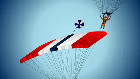 Paragliders background and 2d animation, parachute, flight, sky, hang gliding Video stock 251952246
