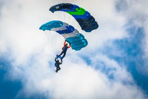 Paragliders during Sky Show Stock Photos