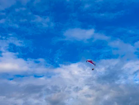 The Paragliders with engine with blue sky background Fotos de archivo