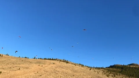 Paragliders at Pine Mountain Oregon Stock Footage