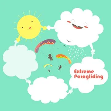 Paragliders on sky Stock Illustration