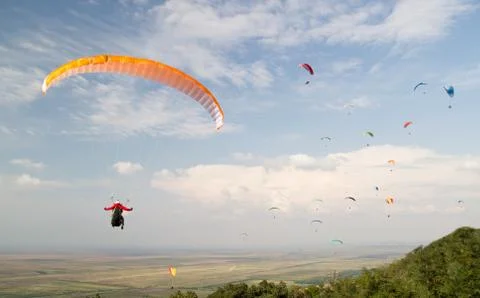 Paragliders in the sky Stock Photos