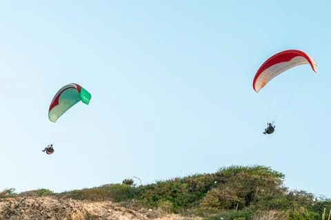 Paragliders in the sky Stock Photos