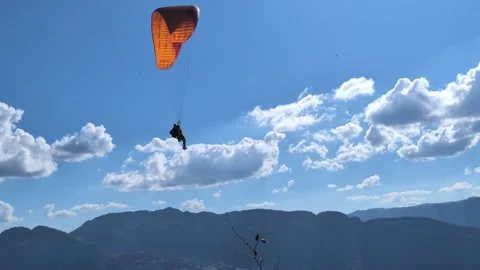 Paragliders taking off from Col de la Forclaz, Annecy, France, 6 August 2026 Stock Footage 342448703