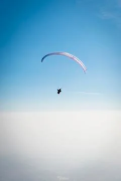 Paragliding above the clouds, monte grappa, italy, europe Fotos Stock