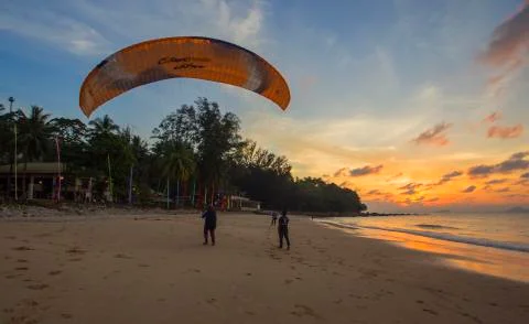 Paragliding at the beach Stock Photos
