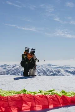 Paragliding with beautiful cloudscape background Foto stock