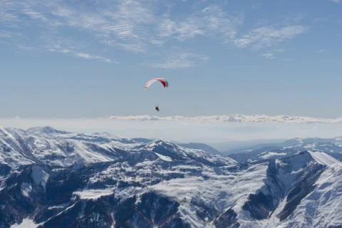 Paragliding with beautiful cloudscape background Stock Photos