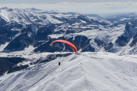 Paragliding with beautiful cloudscape background Stock Photos