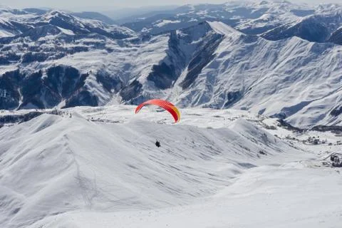 Paragliding with beautiful cloudscape background Foto stock
