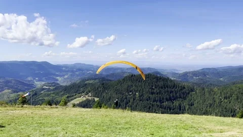 Paragliding in the Black Forest in Germany Stock Footage 227189259