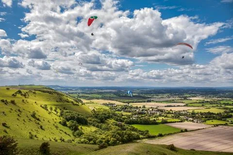 Paragliding at Devil's Dyke Foto stock