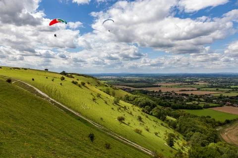 Paragliding at Devil's Dyke Stock-Fotos