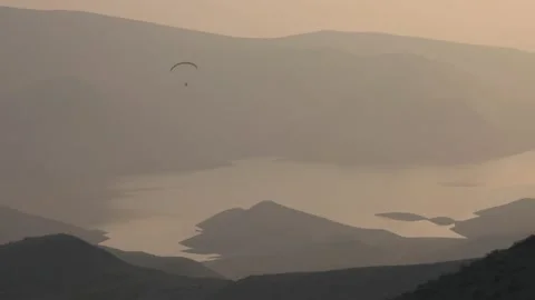 Paragliding in the field 10 Stock Footage 309554742